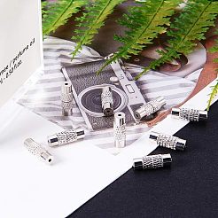 真鍮製ネジ式クラスプ  コラム  プラチナ  12.5x4mm  穴：0.5mm  50セット /箱&nbsp;KK-NB0002-10