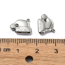 変色しない304ステンレススチールチャーム  クリスマスの帽子のチャーム  ステンレス鋼色  12x12.5x2.5mm  穴：1mm&nbsp;STAS-L022-344P