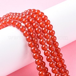 天然石カーネリアンビーズ連売り  グレードA  染め  ラウンド  レッド  6mm  穴：1mm&nbsp;X-G-C076-6mm-2A