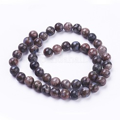 天然藍閃石ビーズ連売り  ラウンド  サドルブラウン  6mm  穴：1mm  約62個/連  15.3インチ（39cm）&nbsp;G-G735-54-6mm