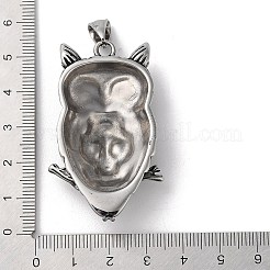 304ステンレススチール製ビッグペンダント  スカルチャームが付いたフクロウ  アンティークシルバー  51.5x32x11mm  穴：9x5mm.&nbsp;STAS-L223-08AS