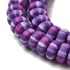 ポリマークレイビーズ連売り  ロンデル  紫色のメディア  6.5~7x3~3.5mm  穴：1.6mm  約116~123個/連  15.55~15.94''（39.5~40.5センチメートル）&nbsp;CLAY-H006-02N
