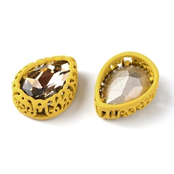 縫い付けラインストーン  ガラスラインストーン  真鍮パーツ  衣料品アクセサリー  ティアドロップ  ミックスカラー  ゴールド  16x12.5x6.5mm  穴：1mm&nbsp;RGLA-P033-O01-05