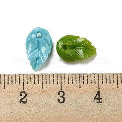 合成サンゴ染めの葉のチャーム  ミックスカラー  11x7x2.5mm  穴：1.2mm&nbsp;CORA-Q034-01
