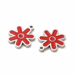 304ステンレススチールチャーム  エナメル  花  ミックスカラー  14x12x1mm  穴：1.2mm&nbsp;STAS-F291-07P