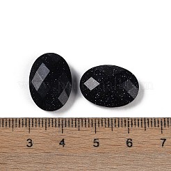 合成ブルーゴールドストーン青金砂石カボション  オーバル  多面カット  18x13x5.5~6.5mm&nbsp;G-O175-15G-01