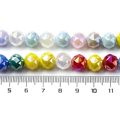 電気プレート不透明ガラスビーズ連売り  ラウンド  多面カット  カラフル  10mm  穴：1.8mm  約59個/連  21.46''（54.5センチメートル）&nbsp;GLAA-Q009-04A