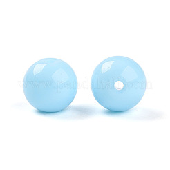不透明なソリッドカラーのガラスビーズ  ラウンド  空色  10~10.5mm  穴：1.2~1.4mm&nbsp;X1-GLAA-N007-10mm-A12