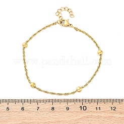 女性用304ステンレススチールロープチェーンブレスレット  ラウンド  イオンプレーティング（ip）  ゴールドカラー  7インチ（17.7cm）&nbsp;BJEW-C094-04G