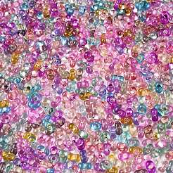 ベーキングペイント透明ガラスシードビーズ  銀並ぶ  ピーナッツ  ミックスカラー  5.5~6.5x3.5~4x3~3.5mm  穴：1.2~1.4mm  約4500個/ポンド&nbsp;SEED-N006-05