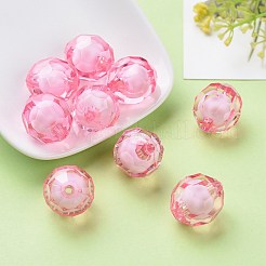 透明なアクリルビーズ  二層ビーズ  多面カット  ラウンド  ショッキングピンク  20x18mm  穴：3mm、約120個/463g&nbsp;LS-TACR-S113-20mm-02