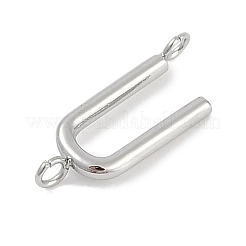 304ステンレススチールレターコネクタチャーム  ステンレス鋼色  U字  12x4.5x2mm  穴：1.2mm&nbsp;LS-STAS-M108-01P-21