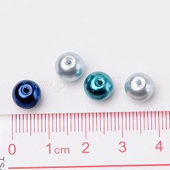 ジュエリーのための8ミリメートルの混合青色真珠色のガラスパールビーズ  約100個/箱。&nbsp;HY-PH0006-8mm-03