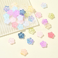 ベーキングペイントガラスビーズ30個  花  ミックスカラー  12.5x13x4.5mm  穴：1.2mm&nbsp;GLAA-FS0001-97H