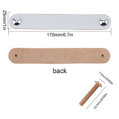 Puの革ドアハンドル  キャビネットドアストラップ交換用アクセサリー  銀  170x25x3mm  穴：3.5  24x7.5mm&nbsp;FIND-WH0052-51A