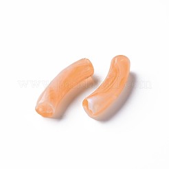 ツートンアクリルビーズ  天然石風  カーブチューブ  ライトサーモン  31x9.5x7.5mm  穴：1.8mm  約345個/500g&nbsp;MACR-S272-78L