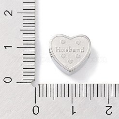 変色しにくい304ステンレススチール製ヨーロピアンビーズ  大穴ビーズ  ワード妻とハート  ステンレス鋼色  10.5x12x6mm  穴：4.5mm&nbsp;STAS-K286-04D-P
