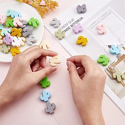24 個 12 色サボテンシリコンビーズ  DIYネックレスとブレスレットの作り方  ミックスカラー  29x23x8mm  穴：2mm&nbsp;JX324A-01