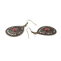 ボヘミアヴィンテージティアドロップダングルピアス  女性用亜鉛合金ドロップピアス  アンティークブロンズ  58.5mm  ピン：0.7mm&nbsp;LS-EJEW-I261-06AB
