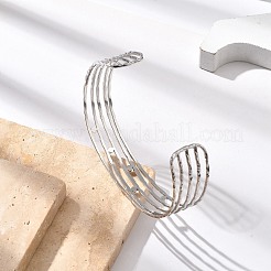 女性用304ステンレススチールカフバングル  ABSの模造パールと  ステンレス鋼色  内径：2-3/8x1-7/8インチ（6.1x4.9cm）&nbsp;BJEW-B108-15P