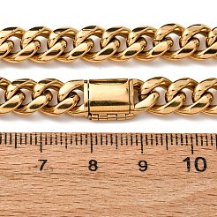 8mm 304ステンレススチール製キューバンリンクチェーンネックレス（ユニセックス）  イオンプレーティング（ip）  18KGP本金メッキ  25.91インチ（65.8cm）&nbsp;NJEW-K295-02A-G