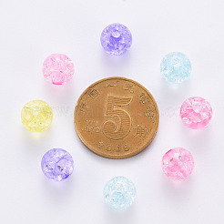 クリアクラックアクリルビーズ  ラウンド  ミックスカラー  8x7mm  穴：1.8~2mm&nbsp;X-MACR-S370-G8mm