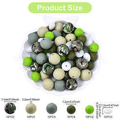 食品グレードの環境に優しいシリコーン焦点ビーズ  ラウンド＆ロンデル  ミックスカラー  12~15x6~15mm  穴：2mm  85個/セット&nbsp;SIL-YW0001-72B