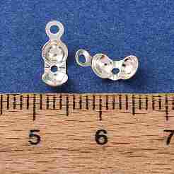 真鍮製ダルマチープ  クラムシェルノットカバー  銀  8x4mm  穴：1.2mm&nbsp;KK-CBA8EB2-04S