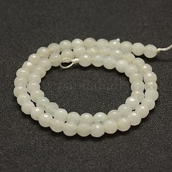 カット加工天然石ホワイトジェイドビーズ連売り  ラウンド  6mm  穴：1mm  約56~58個/連  14~14.5インチ&nbsp;X-G-F448-6mm