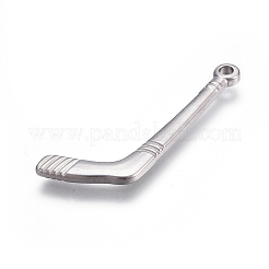 変色しにくい304ステンレススチールペンダント  アイスホッケー用スティック  ステンレス鋼色  41x16x2mm  穴：2mm&nbsp;STAS-I117-06P