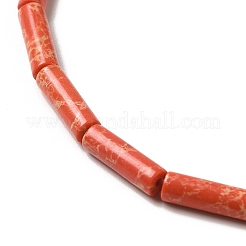 合成インペリアルジャスパー染めビーズ連売り  コラム  レッドオレンジ  12.5~13x3.5~4mm  穴：1.2mm  約29個/連  15.31''（38.9センチメートル）&nbsp;G-D077-B01-10