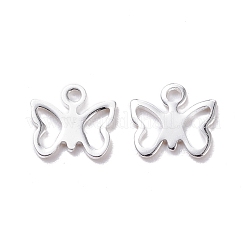 ステンレススチールチャーム201個  蝶  銀  9x10x1mm  穴：1.2mm&nbsp;STAS-H436-44S