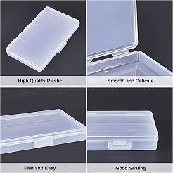 クリアプラスチックビーズ収納ケース  ヒンジ付き蓋付き  ビーズなど  長方形  透明  15x9.5x2cm&nbsp;LS-CON-BC0006-06C