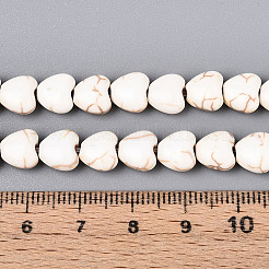 合成ハウライトビーズ連売り  ハート  7.5~8x8~8.5x4.5~5mm  穴：1mm  約53個/連  14.57インチ（37cm）&nbsp;G-N352-10