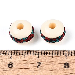 手作りポリマー粘土インドネシアビーズ  樹脂と  ロンデル  古いレース  9~10x7mm  穴：2.5mm&nbsp;IPDL-N004-01B