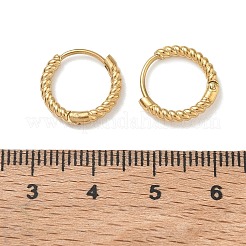 304ステンレススチール製女性用フープピアス  ツイスト  ゴールドカラー  13x2mm&nbsp;EJEW-K336-01A-G