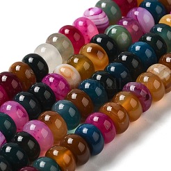 天然石瑪瑙ビーズ連売り  染め＆加熱  ロンデル  ミックスカラー  8~8.5x4.5~5.5mm  穴：1.4mm  約41個/連  7.40~7.48''（18.8~19センチメートル）&nbsp;X-G-H295-C03-12