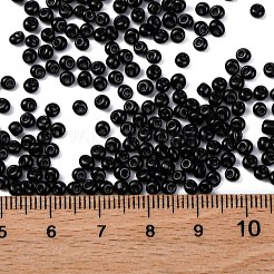 ベーキングペイントガラスのシードビーズ8/0  丸い穴  ティアドロップ  ブラック  3x2mm  穴：1mm  約18750個/ポンド&nbsp;SEED-M012-02A-55
