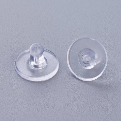 プラスチック製ピアスキャッチ  ブレット クラッチ イヤリング バック パッド付き  重いポストのイヤリングを固定するため  透明  6x10mm  穴：0.5mm&nbsp;X-KY-F010-03