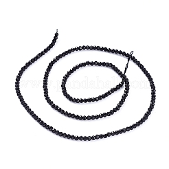 オペークガラスビーズ連売り  多面カット  ロンデル  ブラック  2x1.5mm  穴：0.6mm  約208~220個/連  34~36cm&nbsp;EGLA-F149-NB-01