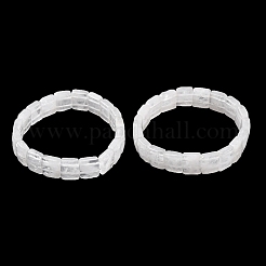天然水晶ファセットビーズストレッチブレスレット（女性用）  長方形  ビーズ：13x11x5~5.5mm  内径：2.32インチ（5.9cm）&nbsp;BJEW-K251-08K