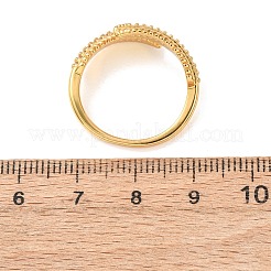 女性用真鍮マイクロパヴェキュービックジルコニアカフオープンリング  羽  ゴールドカラー  10mm  usサイズ8 1/2(18.5mm)&nbsp;RJEW-F217-01G