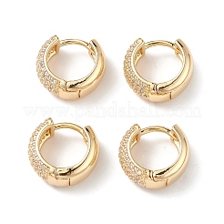 キュービックジルコニアフープピアス  女性のための16KGP本金メッキ真鍮ジュエリー  透明  14.5x6mm  ピン：1mm&nbsp;EJEW-M216-01C