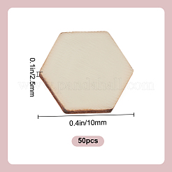 未完成の木の切り欠き  DIY工芸品  六角  ベージュ  10x2.5mm&nbsp;WOOD-DR0001-05B