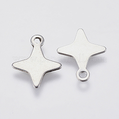 変色しにくい201ステンレススチールチャーム  スター  ステンレス鋼色  13.5x11x0.6mm  穴：1mm&nbsp;STAS-P225-009P