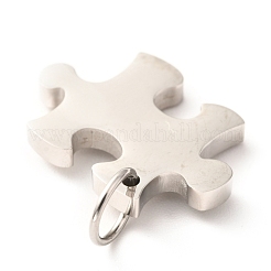 304ステンレスペンダント  丸カン付き  スプリットペンダント  パズルの形  ステンレス鋼色  パズル：17.5x25x3mm  穴：6mm  ミドルパズル：24.5x17.5x3mm  穴：6mm&nbsp;FIND-A004-01P