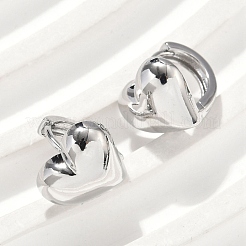 真鍮製フープピアス  ハート  プラチナメッキ  11.5x14x13mm&nbsp;EJEW-D320-18P