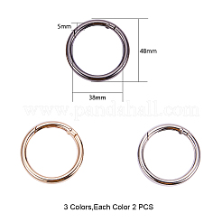 亜鉛合金キークラスプパーツ  スプリングゲートリング  ミックスカラー  48x5mm  内径：38mm&nbsp;PALLOY-PH0012-67