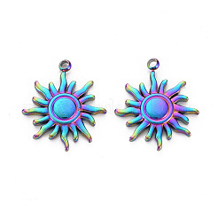 ステンレスペンダント201個  太陽  虹色  18.5x16x2mm  穴：1.4mm&nbsp;STAS-S119-029
