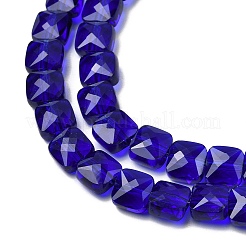 透明ガラスビーズ連売り  正方形  多面カット  ダークブルー  5.5~6x6x4~4.5mm  穴：1mm  約100個/連  22.44~22.56（57~57.3センチメートル）&nbsp;GLAA-L050-A10